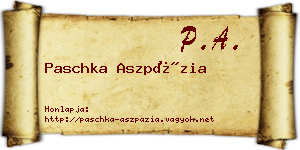 Paschka Aszpázia névjegykártya
